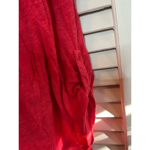 Cable & Gauge linen blend tunic M convertible sleeves coral fall work casual - Picture 5 of 5
